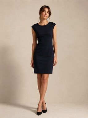 Banana Republic Navy Cap-Sleeve Sheath Dress Size 10